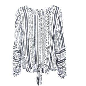 Keep In Touch blouse Embroidered tie waist blouse M